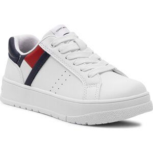 Sneakersy Tommy Hilfiger Flag Low Cut Lace-Up T3X9-33356-1355 M Bianco 100