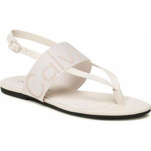 Sandály Calvin Klein Jeans Flat Sandal Toepost Webbing YW0YW00956 Ancient White YBH