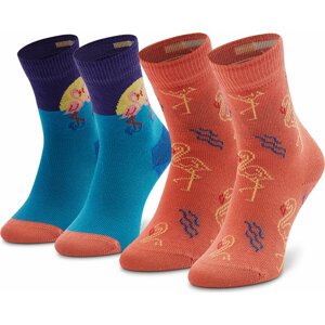 Sada 2 párů dětských vysokých ponožek Happy Socks KFLM02-2700 Barevná