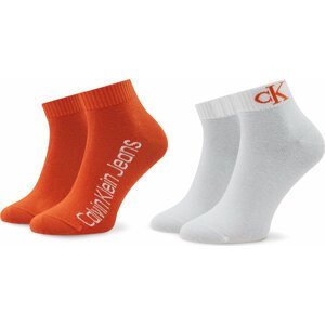 Sada 2 párů pánských vysokých ponožek Calvin Klein Jeans 701219841 Orange Combo 003