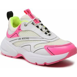 Sneakersy LOVE MOSCHINO JA15025G1GIQ510B Bianco/Fuxia
