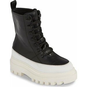 Polokozačky Calvin Klein Jeans Flatform Lace Up Boot Lth YW0YW01110 Black/Bright White BEH