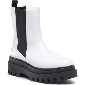 Kotníková obuv s elastickým prvkem Calvin Klein Jeans Flatform Chelsea Boot YW0YW00850 White YBR