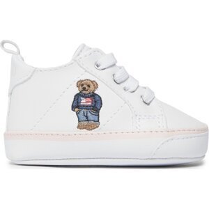 Sneakersy Polo Ralph Lauren RL100689 WHITE SMOOTH/LIGHT PINK W/ AMERICAN FLAG BEAR