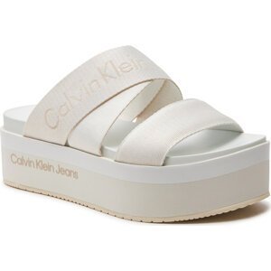 Nazouváky Calvin Klein Jeans Flatform Sandal Webbing In Mr YW0YW01361 Off White YBR
