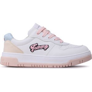 Sneakersy Tommy Hilfiger Logo Low Cut Lace-Up Sneaker T3A9-32726-1592 S White/Beige/Sky Blue Y259