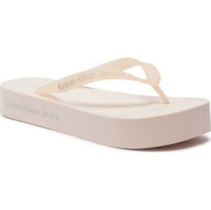 Žabky Calvin Klein Jeans Beach Sandal Flatform Logo YW0YW01092 Peach Blush/Oyster Mushroom TLL