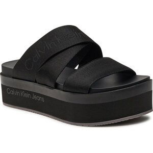 Nazouváky Calvin Klein Jeans Flatform Sandal Webbing In Mr YW0YW01361 Triple Black 0GT