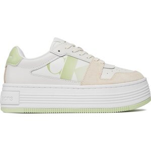 Sneakersy Calvin Klein Jeans Bold Flatf Low Lace Mix Nbs Sat YW0YW01308 Bright White/Exotic Mint 02U