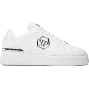 Sneakersy PHILIPP PLEIN Leather Lo-Top Sneaker FABS USC0379 PLE075N Bílá