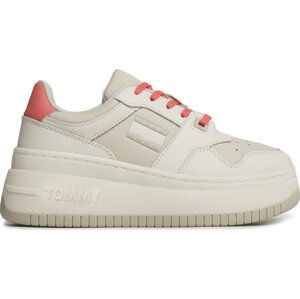 Sneakersy Tommy Jeans Tjw Retro Basket Flatform Mix EN0EN02208 Béžová