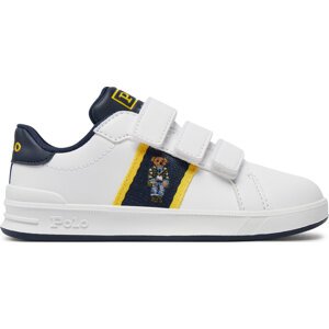 Sneakersy Polo Ralph Lauren RL00597100 C White Smooth/Navy/Yellow W/ Preppy Bear Mens