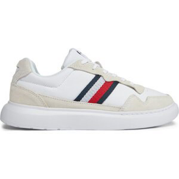 Sneakersy Tommy Hilfiger Light Cupsole Lth Mix Stripes FM0FM04889 White YBS
