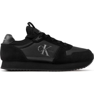 Sneakersy Calvin Klein Jeans Runner Sock Laceup Ny-Lth YM0YM00553 Triple Black 0GL
