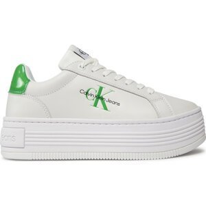 Sneakersy Calvin Klein Jeans Bold Platf Low Lace Lth Ml Met YW0YW01431 Bright White/Classic Green 0K7