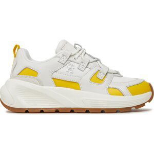 Sneakersy Tommy Hilfiger Th Premium Runner Mix FW0FW07651 White/Valley Yellow 0K9
