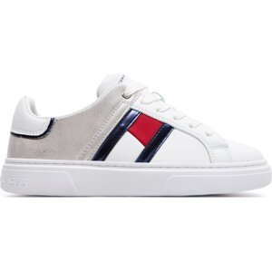 Sneakersy Tommy Hilfiger Flag Low Cut Lace-Up Sneaker T3A9-33201-1355 S White/Silver X025
