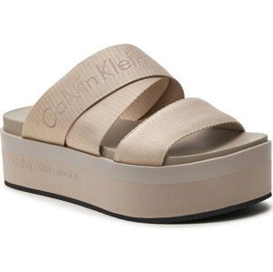 Nazouváky Calvin Klein Jeans Flatform Sandal Webbing In Mr YW0YW01361 Triple Eggshell ACF