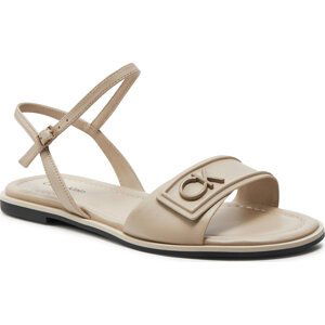 Sandály Calvin Klein Flat Sandal Relock Lth HW0HW01942 Stony Beige ACE