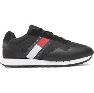 Sneakersy Tommy Jeans Retro Leather Runner EM0EM01081 Black BDS