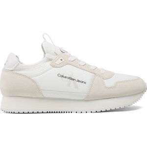 Sneakersy Calvin Klein Jeans Runner Sock Laceup Ny-Lth YM0YM00553 White/Ivory 0K7