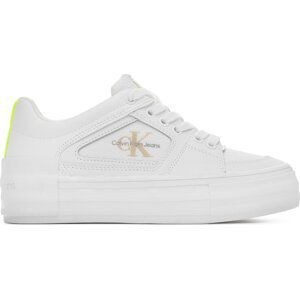 Sneakersy Calvin Klein Jeans Vulc Flatform Bold Fluo Contr YW0YW00904 White/Safety Yellow