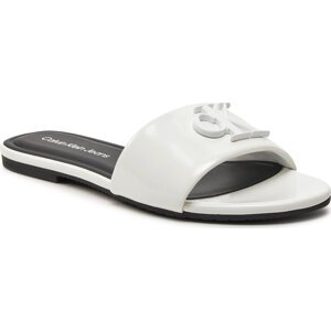 Nazouváky Calvin Klein Jeans Flat Sandal Slide Mg Met YW0YW01348 Bright White YBR