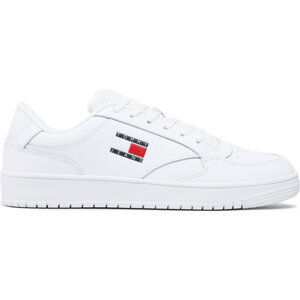 Sneakersy Tommy Jeans Retro Leather EM0EM01190 Bílá