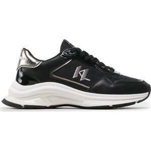 Sneakersy KARL LAGERFELD KL63165 Black Lthr/Text W/Silver