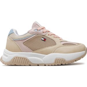 Sneakersy Tommy Hilfiger Low Cut Lace-Up Sneaker T3A9-33218-1696 Beige/Pink A575