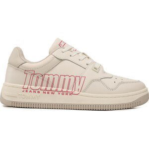 Sneakersy Tommy Jeans Tjw Retro Basket Branding Lc EN0EN02264 Ivory YBI