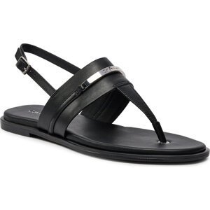 Sandály Calvin Klein Flat Tp Sandal Metal Bar Lth HW0HW02031 Black BEH