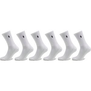 Sada 6 párů dětských vysokých ponožek Polo Ralph Lauren 444928208001 White