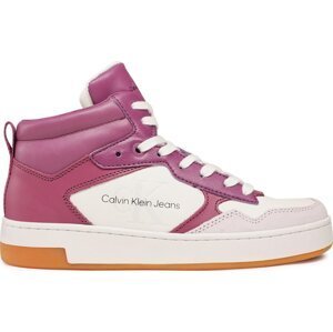 Sneakersy Calvin Klein Jeans Basket Cupsole Mid Lth Mono YW0YW00877 Amethyst/Ghost Grey/White 0KB