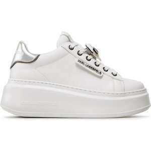 Sneakersy KARL LAGERFELD KL63576K White Lthr W/Silver