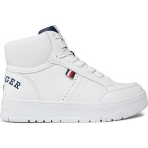 Sneakersy Tommy Hilfiger Logo High Top Lace-Up Sneaker T3X9-33362-1355 S Bílá