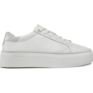 Sneakersy Calvin Klein Flatform C Lace Up - Mono Mix HW0HW01870 White/Pearl Grey 0K9