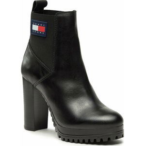 Polokozačky Tommy Jeans Tjw New Ess High Heel Boot EN0EN02439 Černá