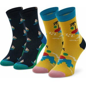Sada 2 párů dětských vysokých ponožek Happy Socks KIIT02-6500 Barevná