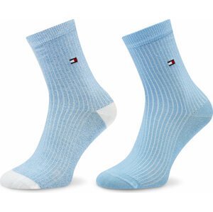 Sada 2 párů dámských vysokých ponožek Tommy Hilfiger 701222646 Light Blue 001