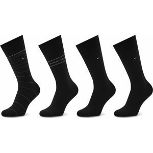 Sada 4 párů pánských vysokých ponožek Tommy Hilfiger 701220146 Black 002
