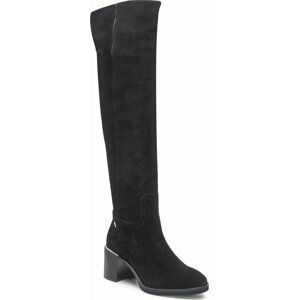 Mušketýrky Tommy Hilfiger Th Belt Suede Overknee Boot FW0FW06767 Black BDS