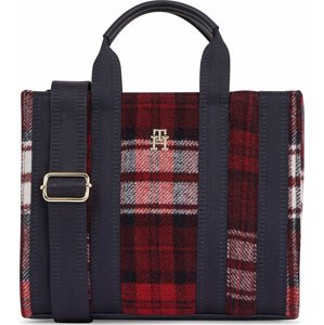 Kabelka Tommy Hilfiger Th Identity Small Tote Check AW0AW15884 Tmavomodrá