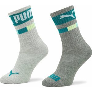 Sada 2 párů dětských vysokých ponožek Puma Kids Seasonal Crew 2P 938006 Grey Combo 02