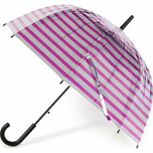 Deštník Happy Rain Long Ac Domeshape 40992 Metallic Stripes Silver/Berry