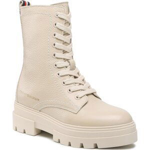 Polokozačky Tommy Hilfiger Monochromatic Lace Up Boot FW0FW06732 Classic Beige ACI