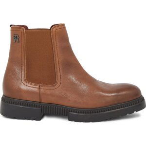 Kotníková obuv s elastickým prvkem Tommy Hilfiger Comfort Cleated Termo Lth Chel FM0FM04650 Winter Cognac GVI