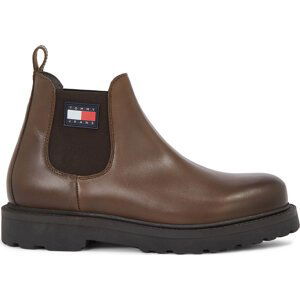 Kotníková obuv s elastickým prvkem Tommy Jeans Tjm Napa Leather EM0EM01254 Velvet Brown GWN