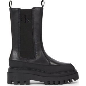 Kotníková obuv s elastickým prvkem Calvin Klein Jeans Flatform Chelsea Boot Lth Wn YW0YW01111 Triple Black 0GT