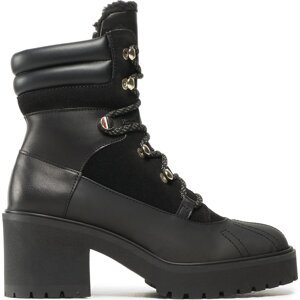 Polokozačky Tommy Hilfiger Heel laced Outdoor Boot FW0FW06804 Triple Black 0GK